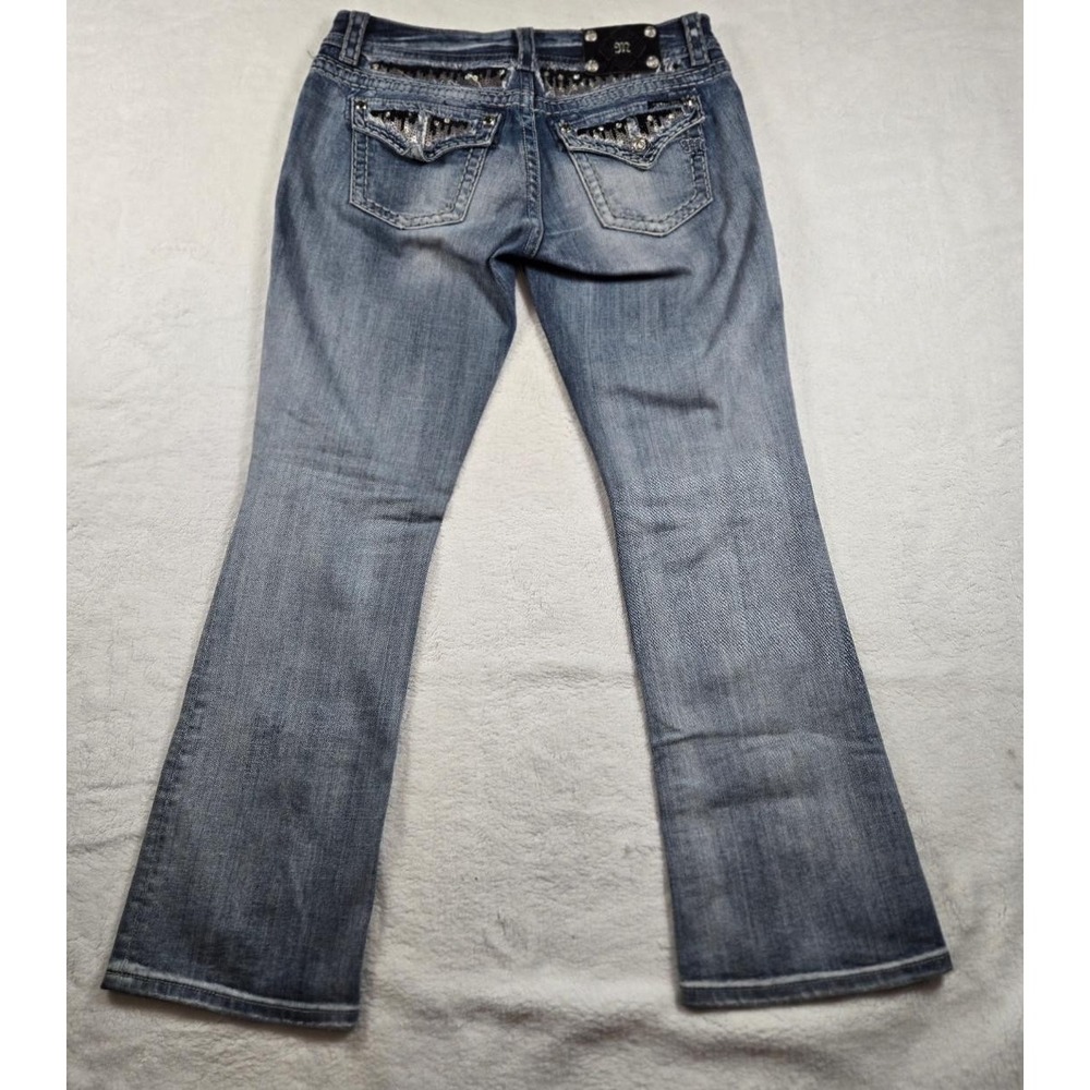 Miss Me Easy Boot Medium Wash Sequin Embellished Western Y2K Bling Jeans Size 28